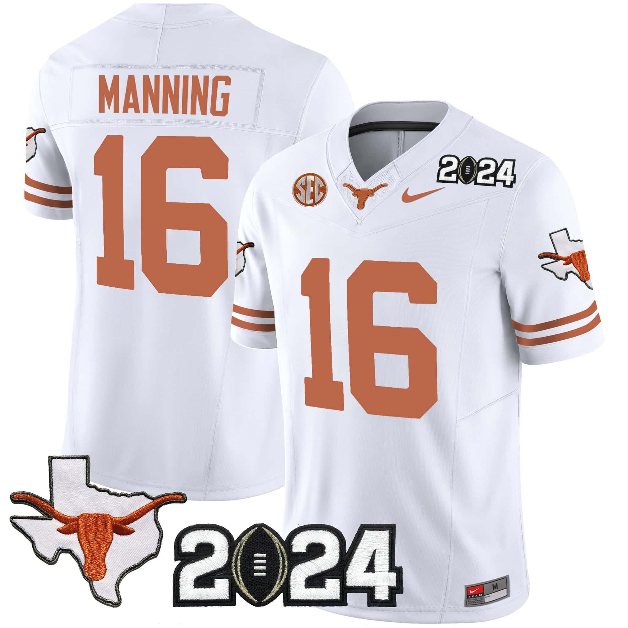 Men Texas Longhorns #16 Manning White 2024 Nike Vapor Limited NCAA Jersey->indianapolis colts->NFL Jersey